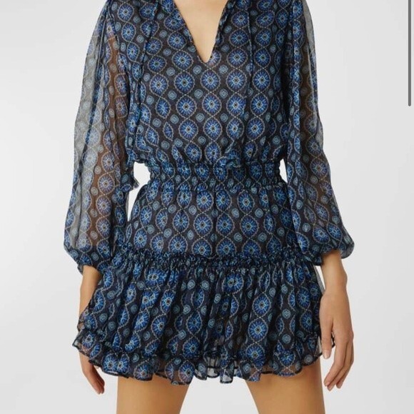 NEW MISA Los Angeles Lorena Split-Neck Minidress in Valencia Tile Size S NWT - Picture 5 of 7